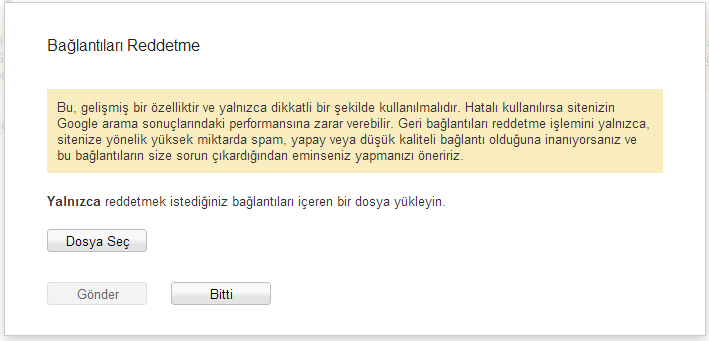 Google İstenmeyen Bağlantıları reddetmek 7 İstenmeyen Bağlantıları Reddetme