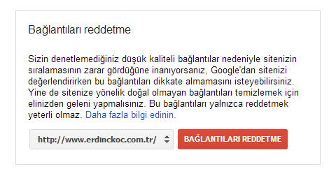 Google İstenmeyen Bağlantıları reddetmek 6 Google Spam Bağlantıları Reddetme