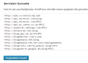 Hızlı İndeksleme İçin WordPress Ping Listesi